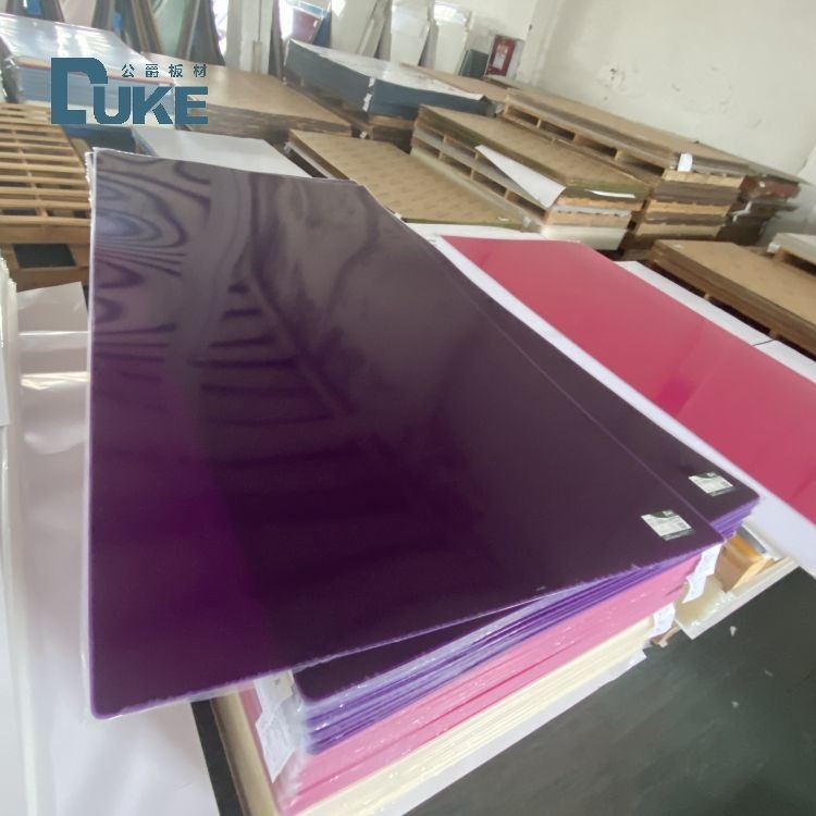 UV Blocking Colored Purple See Through Glossy Solid Perspex Sheet untuk signage