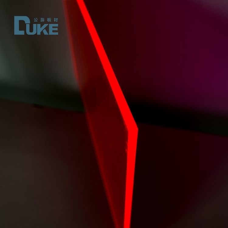 UV Resistance Fluorescent Transparan Merah / Pink Cast Acrylic Perspex Sheet Untuk Iklan