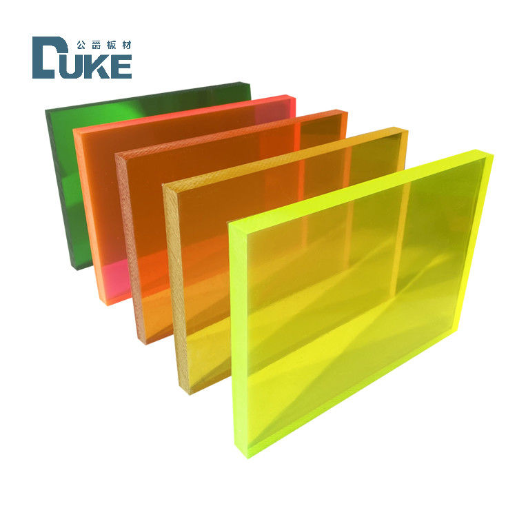 Custom 50mm Cast PMMA Panel Fluoresen Tahan Panas 12mm/10mm/20mm Lembar Plastik Akrilik Lembar Dekorasi Iklan