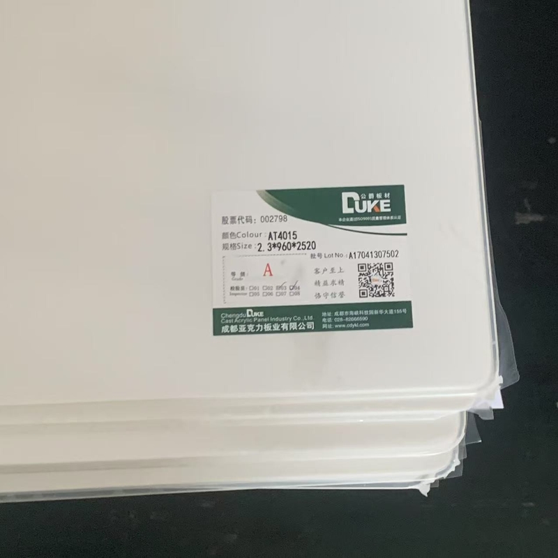 Lembaran Akrilik Cor Opal Putih MMA Misubishi Virgin 100% Kerajinan Tangan Lembaran Plastik Bak Mandi Berwarna-warni Pemotongan