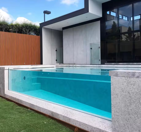 Custom Ukuran Besar Clear Acrylic Pool Wall untuk Infinity Edge Kolam Renang Hotel Villa Resort