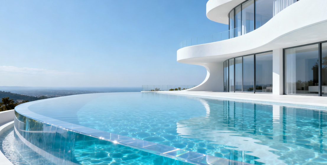 Sistem Panel Dinding Akrilik Transparan untuk Infinity Edge Pool