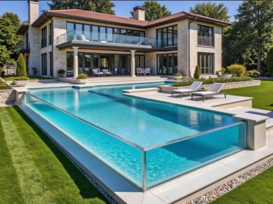 Dinding Kolam Renang Akrilik Kolam Renang Infinity Luar Ruangan Ukuran Kustom Kualitas Tinggi untuk Penggunaan Rumah dan Komersial